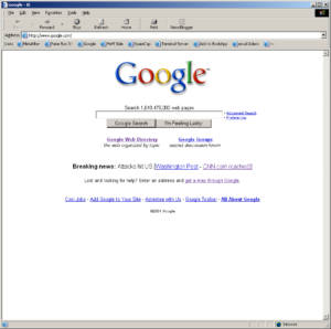 Google.com on the morning of Sept 11th, 2001, por mathowie bajo CC BY-NC-SA 2.0